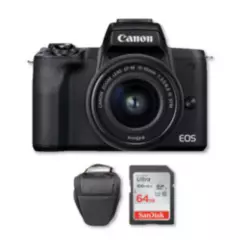 CANON - Canon M50 Mark II Mirrorless 4K con lente 15-45mm  Memoria  Bolso
