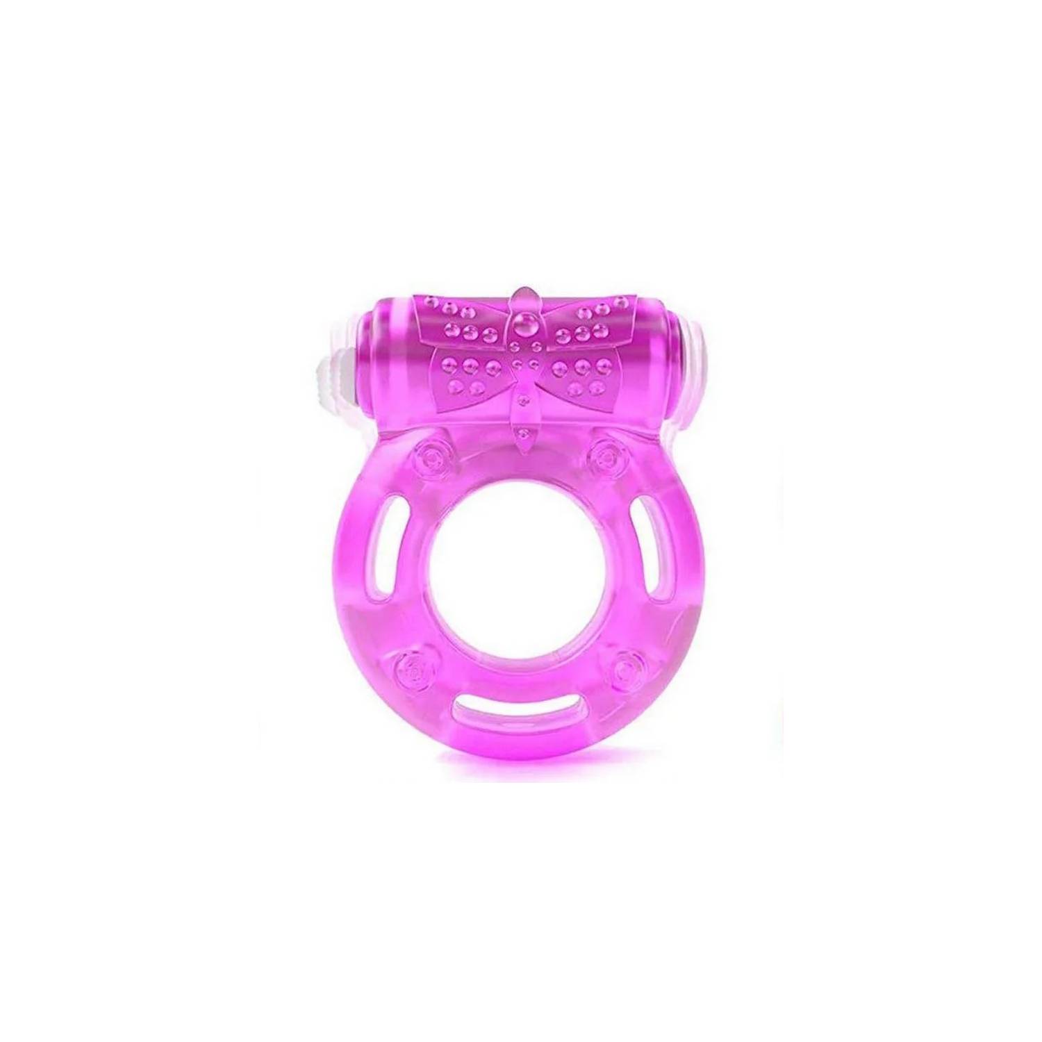 Anillo vibrador bala doble morado para pene