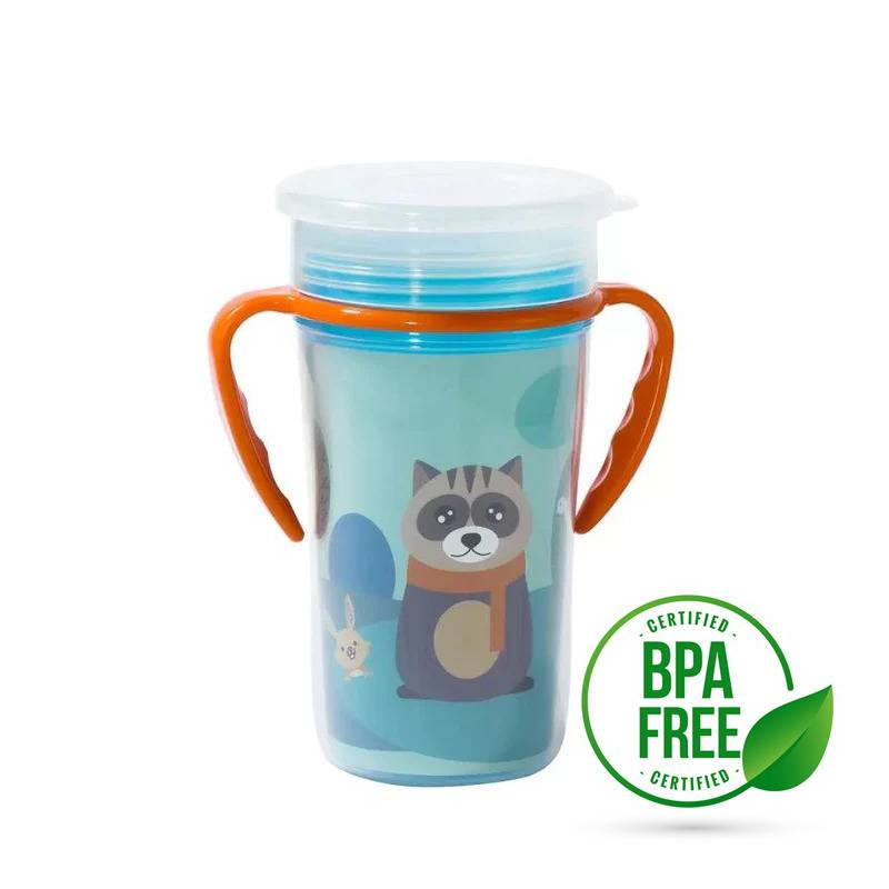 Vaso Para Bebes Magico 360 Antiderrame Con Asas Y Tapa