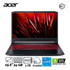 ACER - Portátil Acer Nitro An515 Intel Core i5-11400H 24Gb 1Tb SSD 15 Pulg TV RTX 3050-4Gb