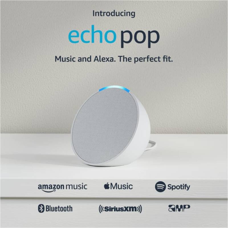 Echo Pop Asistente Virtual Alexa Altavoz Parlante Inteligente Blanco