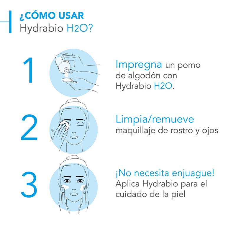 Bioderma Hydrabio H2O, Agua micelar desmaquillante, 250ml – Derma