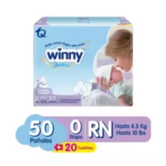 WINNY - Oferta Pañal Winny Sensitive Etapa 0 X 50und +  20 Toallas