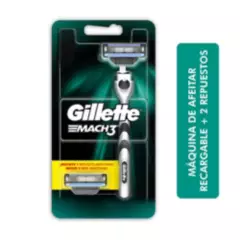 GILLETTE - Maquina De Afeitar Gillette Mach3 + 2 Repuestos