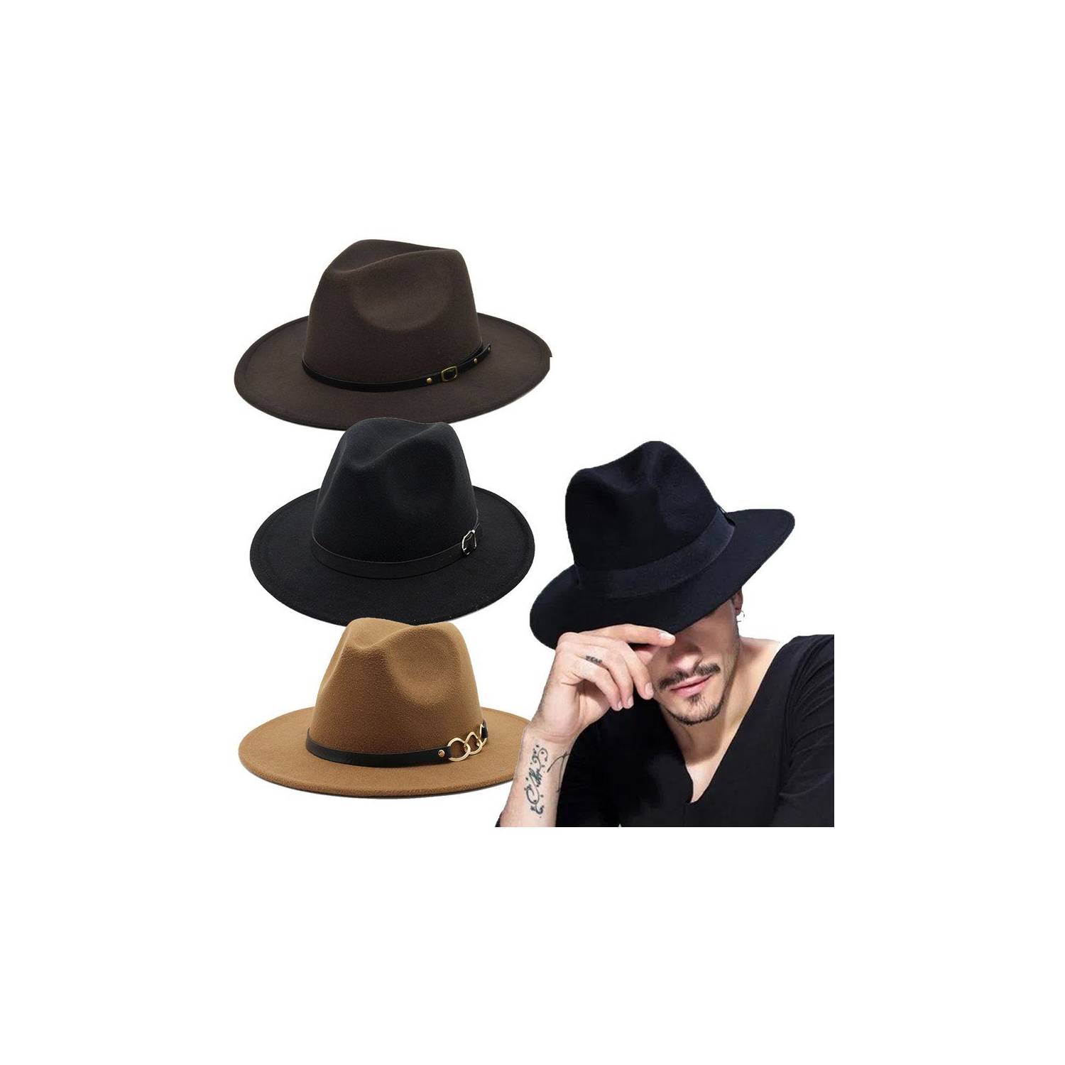 Sombrero para hombre fedora en paño importado de alta calidad GENERICO