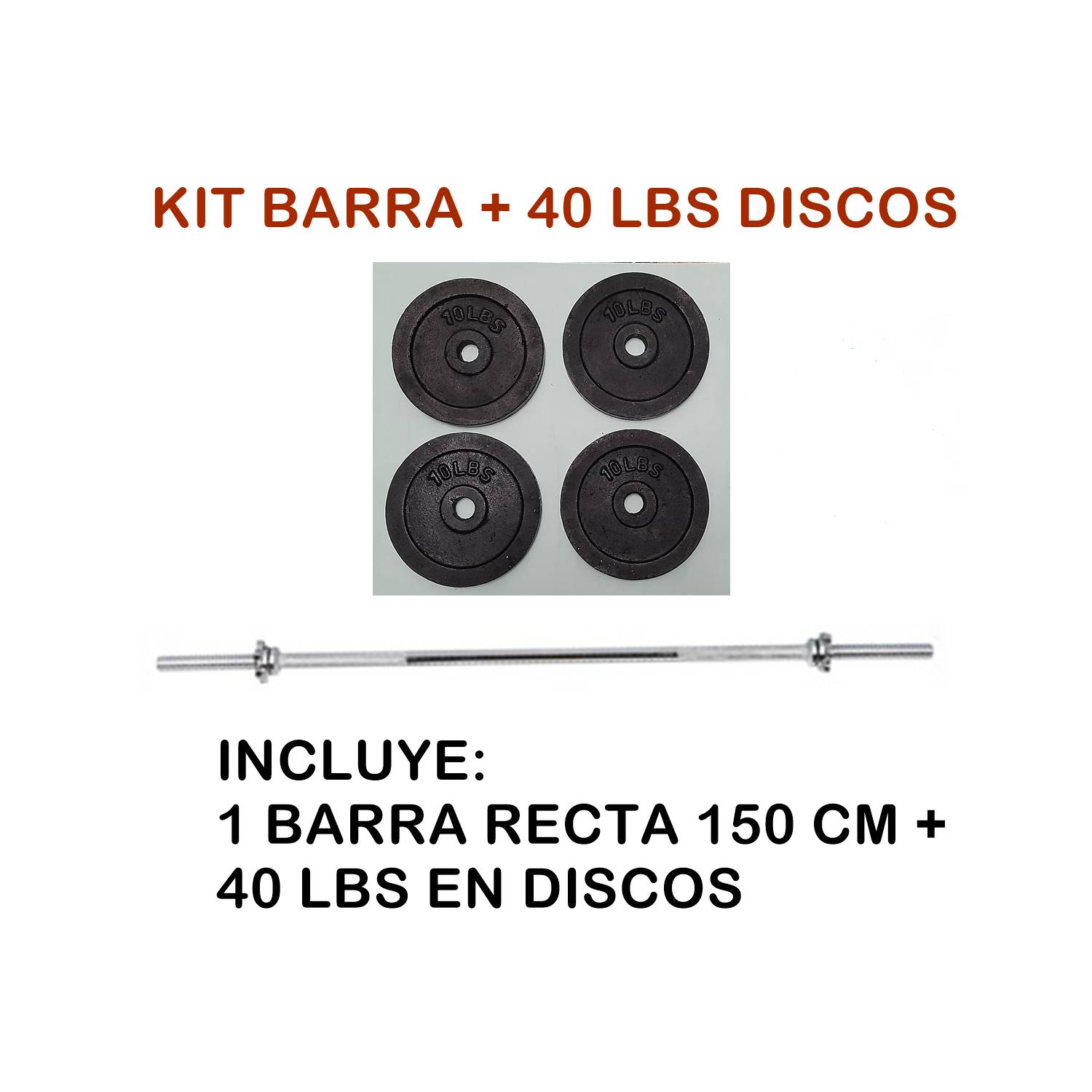 Kit De Pesas Barra Recta, Barra Z, Par De Mancuernas, Discos 70 Lbs Co