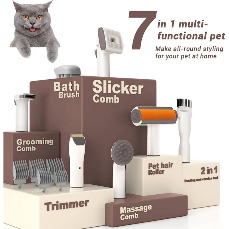 Kit de aseo para mascotas Aspiradora Cepillo Quita Pelos Grooming para Perro  y Gato KULCAN