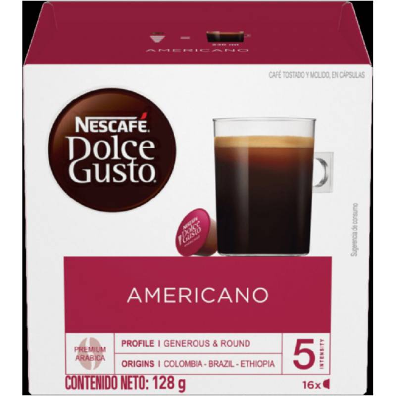 Nescafe Dolce Gusto - Cápsulas de café, americano, 16 cápsulas, paquete de 3