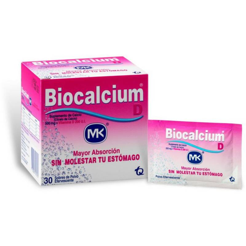 Biocalcium D Calcio Carbonato + Vitamina D3 500 mg MK Caja x 30 Sobres