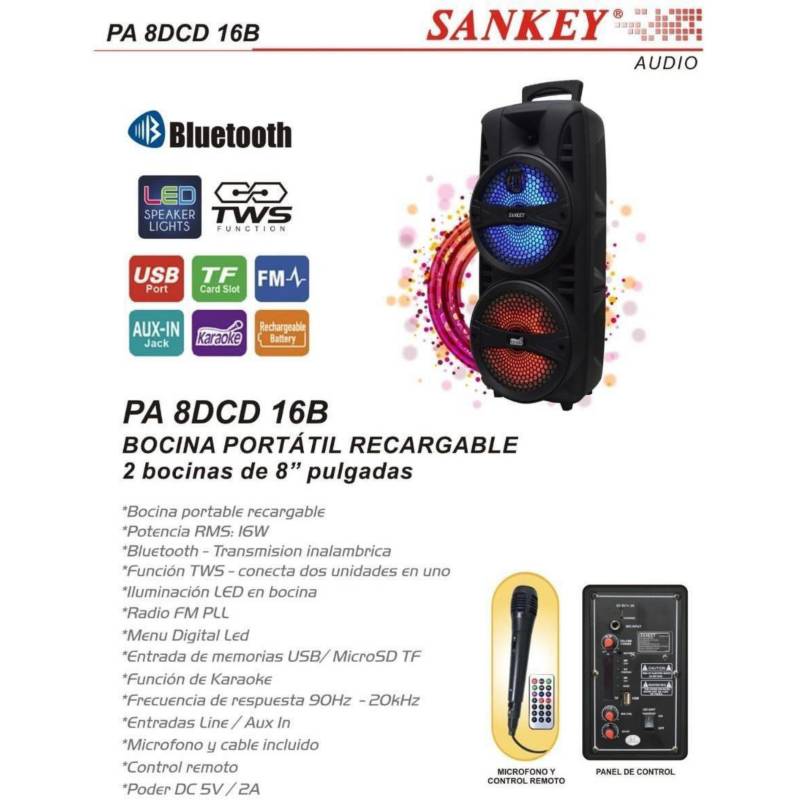 Radio portátil AM/FM recargable USB/SD SANKEY