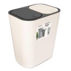 ENERGY PLUS - Cesto de basura 2 compartimientos papelera Push 20L Blanco
