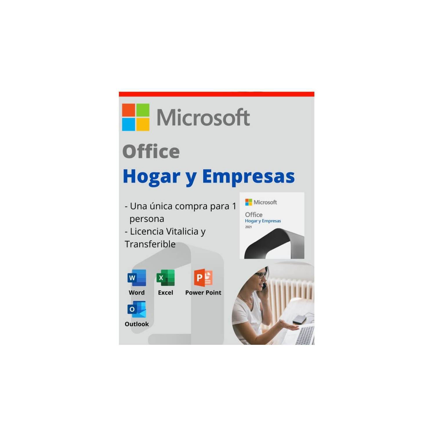 LICENCIA OFFICE HOGAR Y EMPRESAS 2021 ESD (T5D-03487) - Microsoft