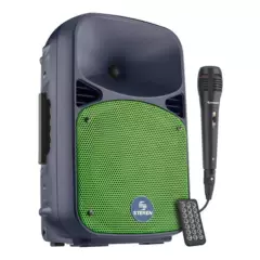 STEREN - Parlante de 8" 1,100 W PMPO Bluetooth, batería recargable y micrófono