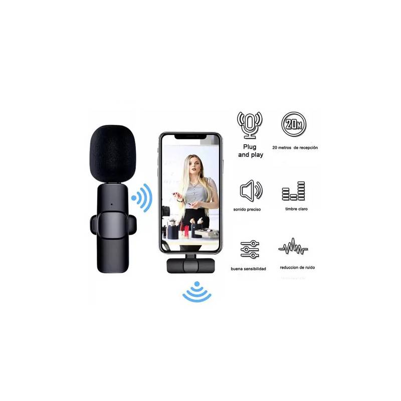 Doble Mini Micrófono Solapa inalámbrico recargable tipo c android GENERICO