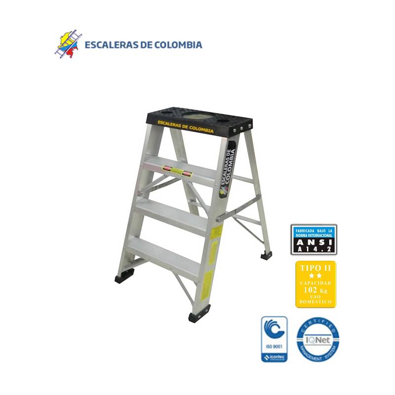 Escalera de uso doméstico de aluminio y 3 peldaños