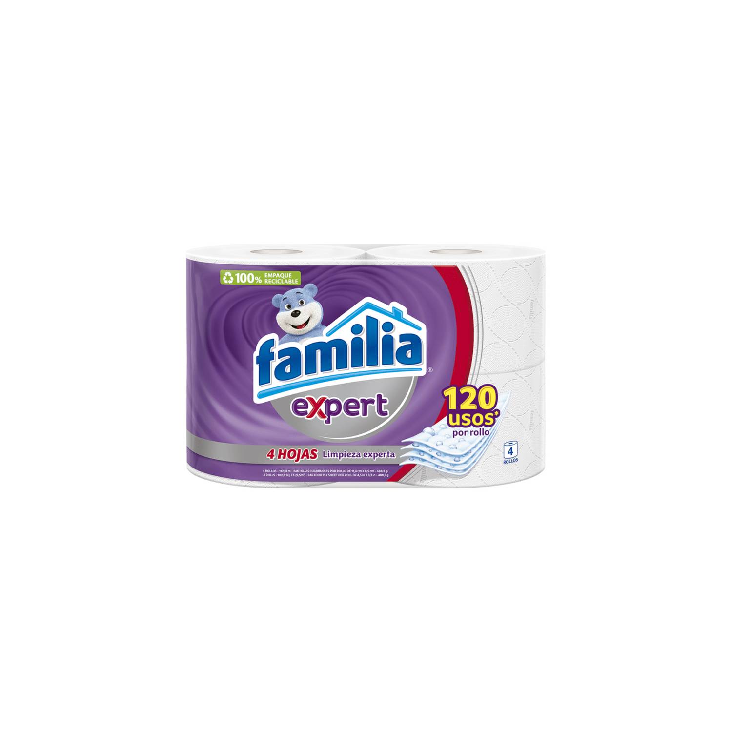 Papel Higienico Familia Expert 4 Rollos 26 Metros C/U FAMILIA