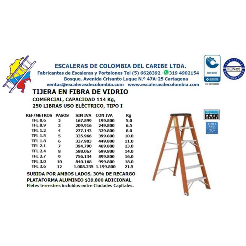 Escalera Aluminio Plataforma 3 Pasos / 0.9 Mts 136 Kg