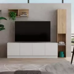 BERTOLINI - Combo Mueble Moderno De TV 70 + repisa decorativa + biblioteca MDP