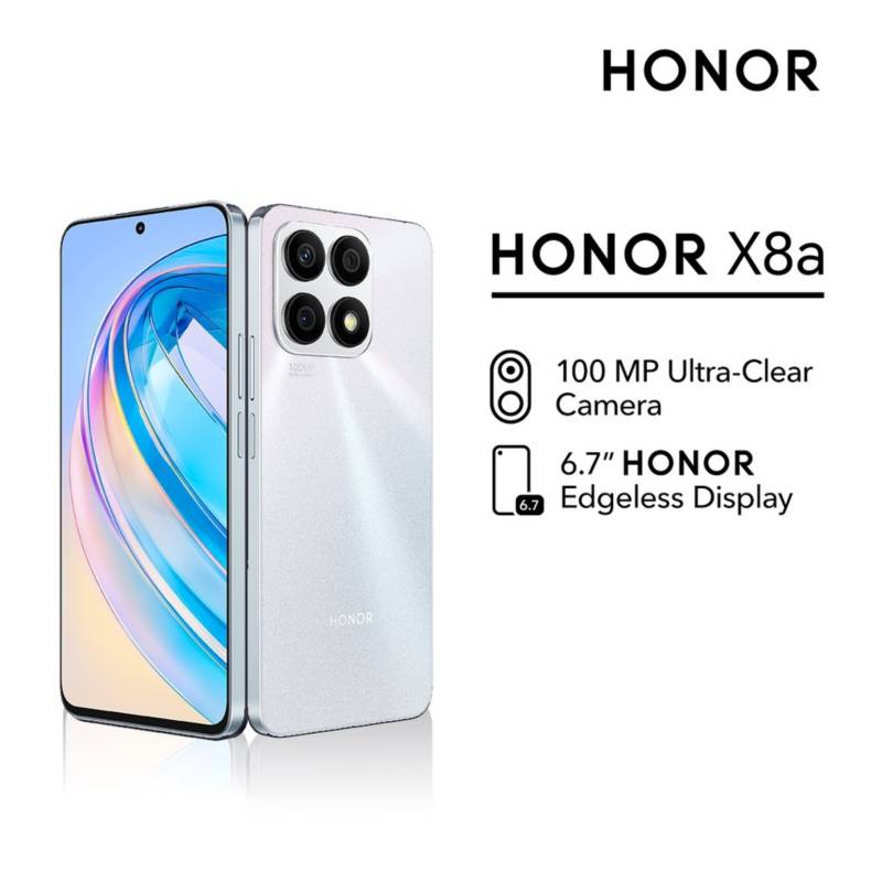 Celular Honor x8a Plata con Cámara Ultra 100MP