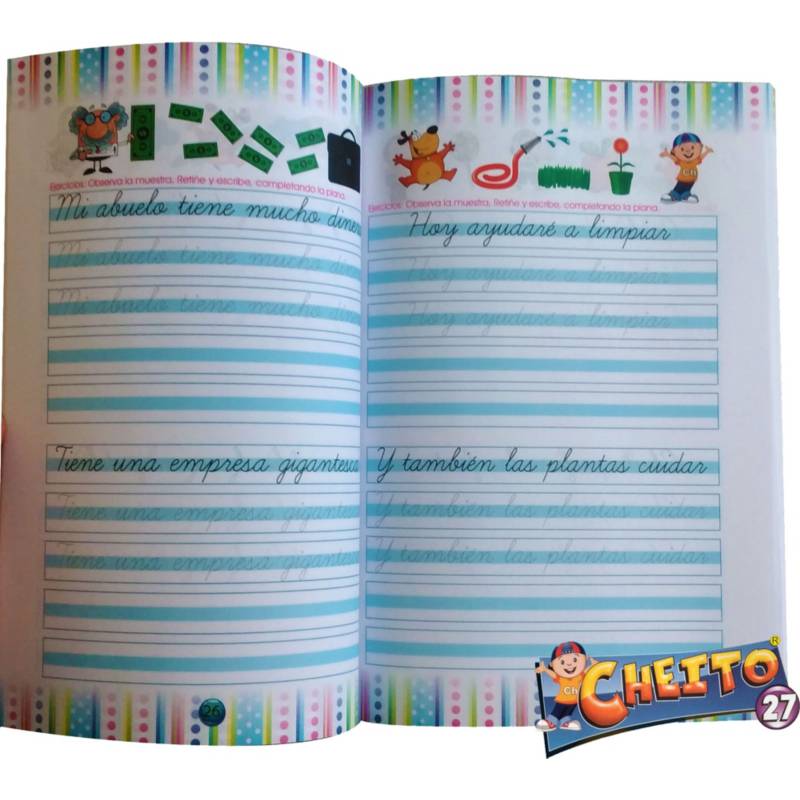 Combo Cartillas Libro Cheito Caligrafía Primaria Para Niños