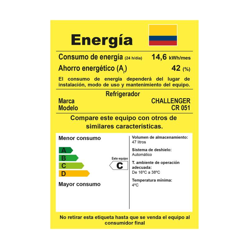 Minibar Challenger negro de 35 Litros Brutos - Challenger