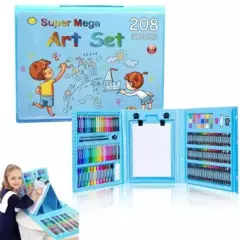 GENERICO - Set Kit Arte Niños Maleta Crayon Acuarela Plumon 208 Piezas