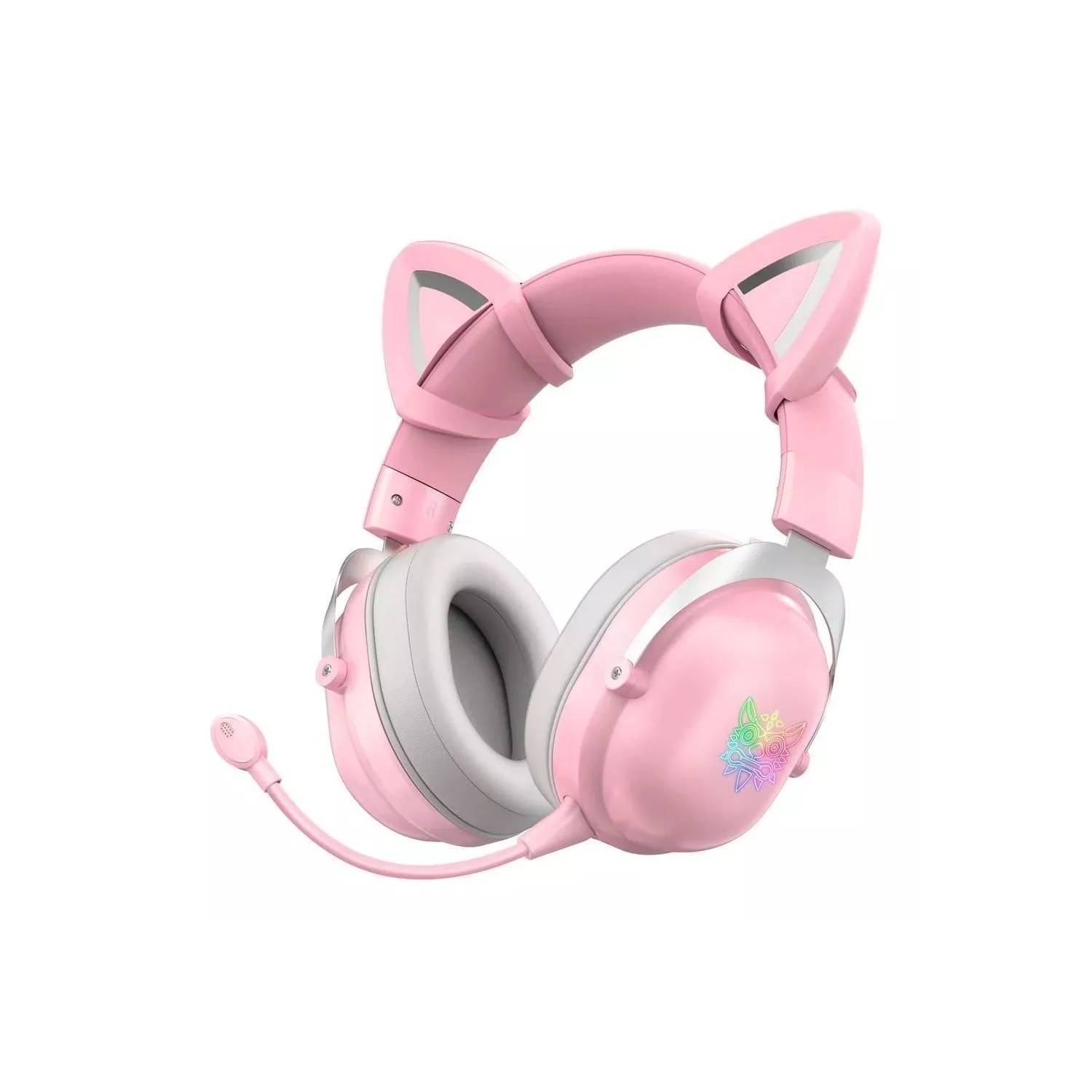 Auriculares Gamer Onikuma K9 Pink Orejas Gato Color Rosa Pc Play