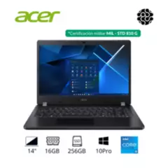 ACER - Portátil Acer Travelmate Intel Ci5 1135G7 16GB 256GB SSD 14 HD Win10 Pro Negro