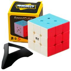 QIYI - Cubo Rubik 3x3 Qiyi Stickerless Speed Cube Original Con Base