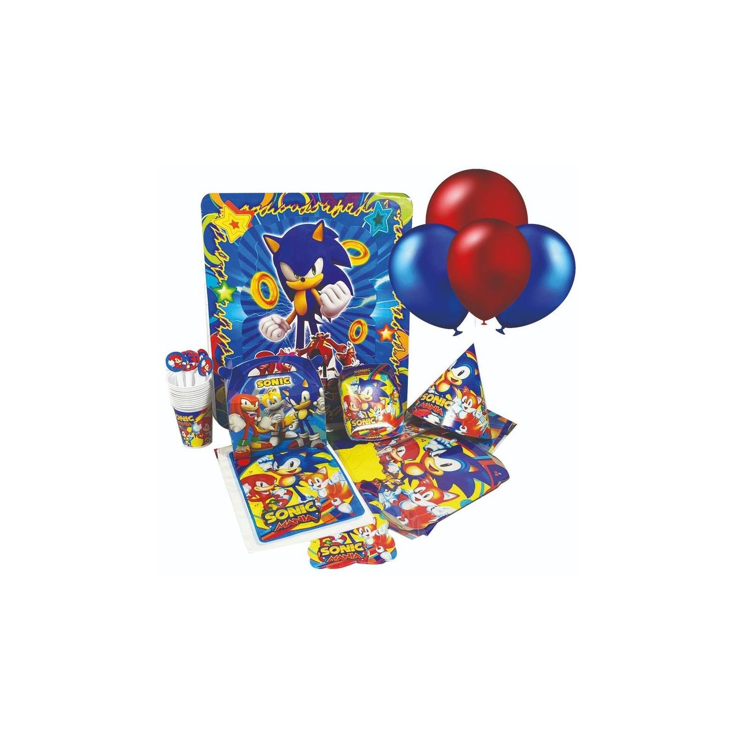 Piñata y decoracion de sonic para fiesta de cumpleaños GENERICO