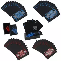 GENERICO - Juego de poker cartas negras 100% plastificadas 2 barajas