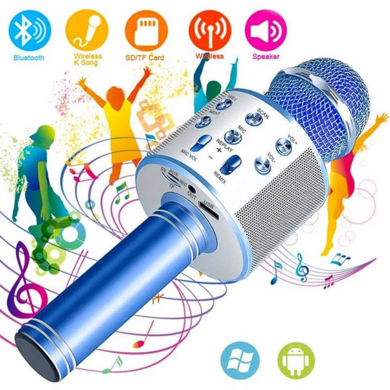 Micrófono Karaoke Niños Ajustable Mp3 Luces Efectos Rosa GENERICO