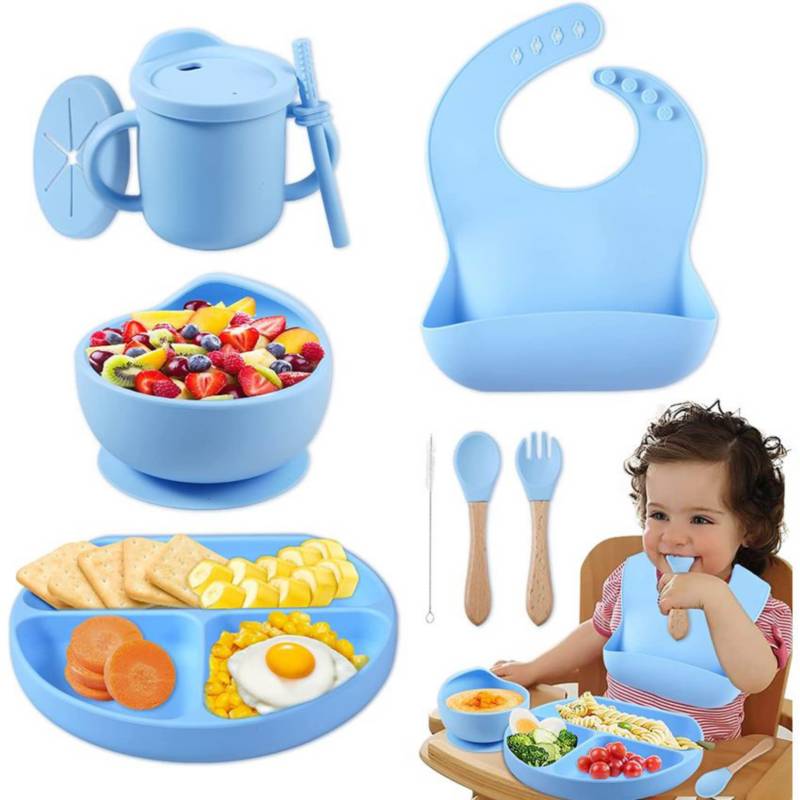 Plato de comedor de silicona para bebé, vajilla de silicona para bebé, sin  BPA, antideslizante, cuencos de alimentación para niños - AliExpress