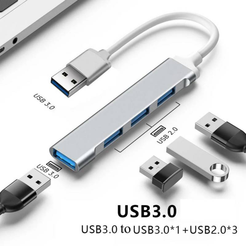 Adaptador USB C - USB 3.0 gris aluminio