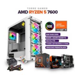 AMD - TORRE GAMER RYZEN 5 7600/ 16GB RAM/ SSD 1TB M.2/ BOARD A620/ CHASIS J&R 4 FANS