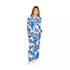ROMANELLA - Pijama Elegante Seda Satén Azul Romanella