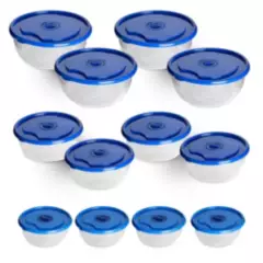 CHEF MASTER - Juego 12 Recipientes plásticos con tapa organizadores cocina Azul