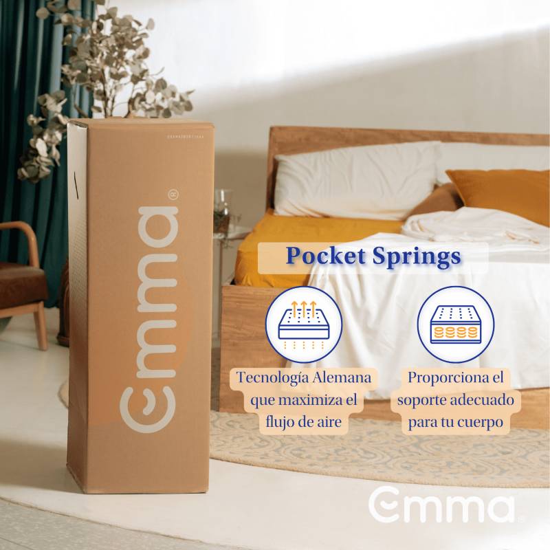 Colchón Emma Confort Queen Size - Resortes y Espuma - 160x190cm. EMMA