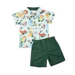 GENERICO - Ropa camisa y pantalon corto para niños conjuntos de vestir bebes