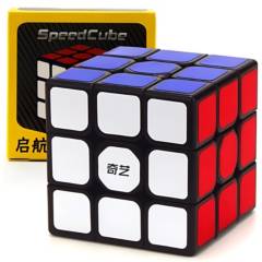 GENERICO - Cubo Rubik 3x3 Qiyi Fondo Negro Speed Cube Original Con base