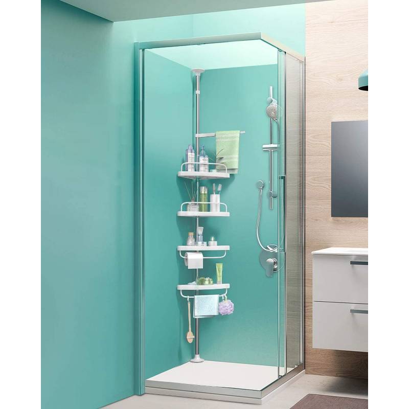 Organizador de Baño 4 Niveles Esquinero Plegable para Ducha Blanco.  IMPORTADO