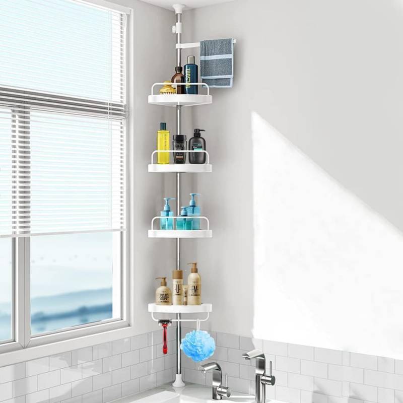 Organizador de Baño 4 Niveles Esquinero Plegable para Ducha Blanco.  IMPORTADO