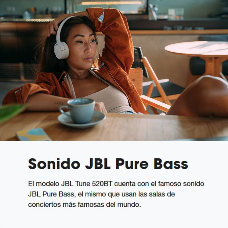 Jbl Tune 520bt, Audífonos Bluetooth 5.3 Con Sonido Pure Bass Blanco JBL