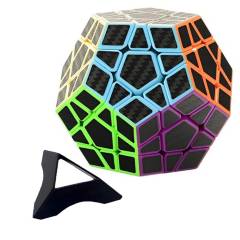QIYI - Cubo Rubik Megaminx Magic Cube Sticker Fibra Carbono