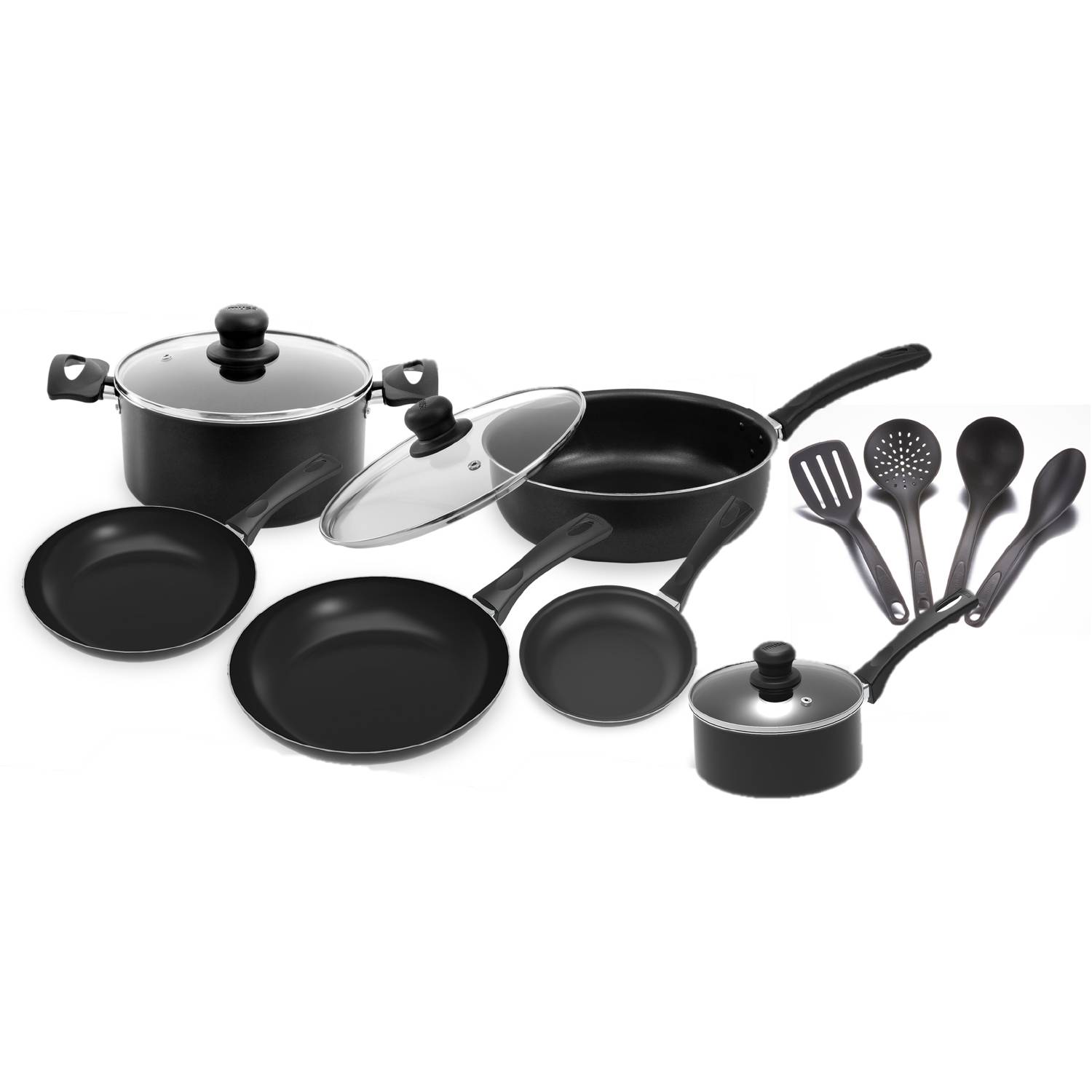 Juego de Ollas y Sarten Antiadherentes Cocina Set Cacerolas 13 Piezas Rojo  Gris