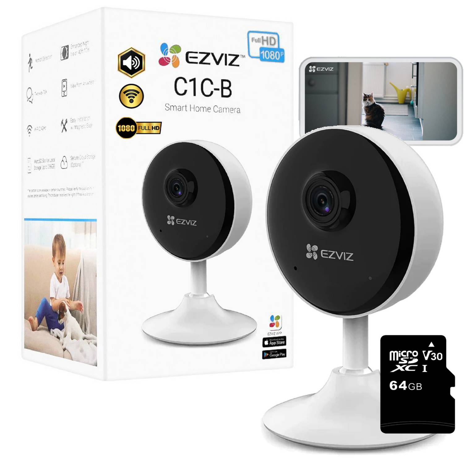 Cámara De Seguridad Ezviz 1080p Wifi Interior H265 108° Color Blanco