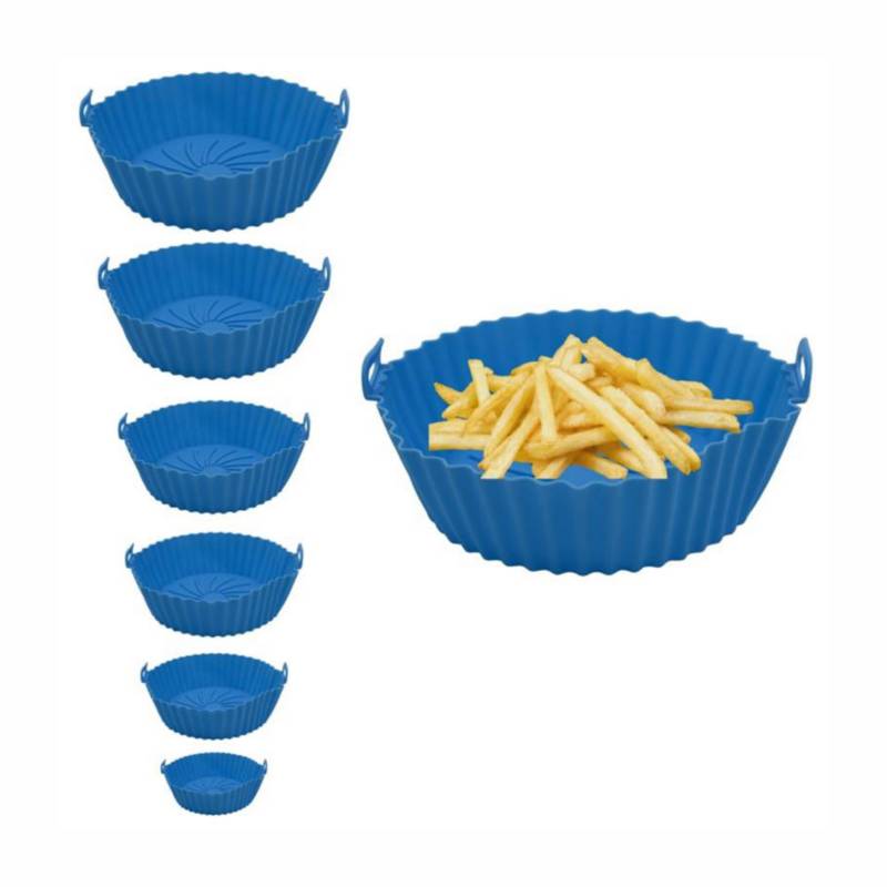 Molde Silicona Olla Freidora Air Fryer Reutilizable Azul