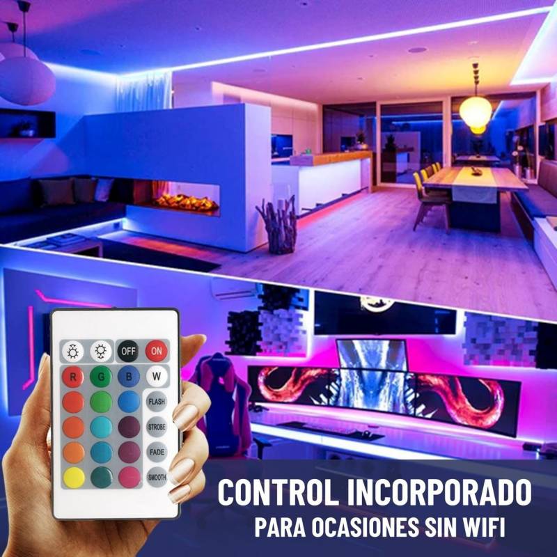 Cinta Tira Luces Led Rgb Wifi 10 Metros Total App + Conector MAXWELL