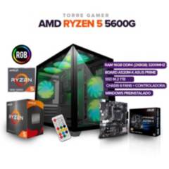 AMD - TORRE GAMER RYZEN 5 5600G/16 GB(2X8)/1TB SSD M.2 /BOARD A520M-A / CHASIS 6 FANS