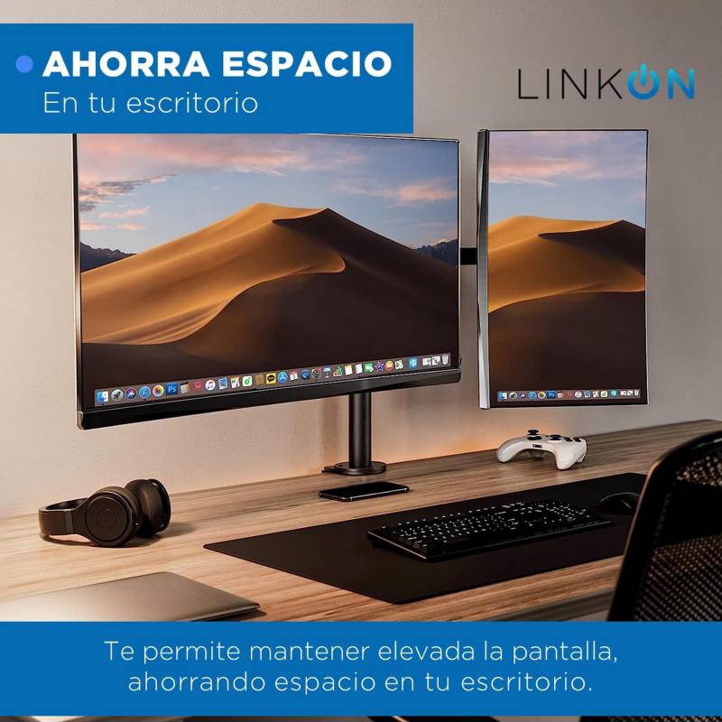 LINKON Brazo Soporte Doble Para 2 Monitores Linkon Base Escritorio